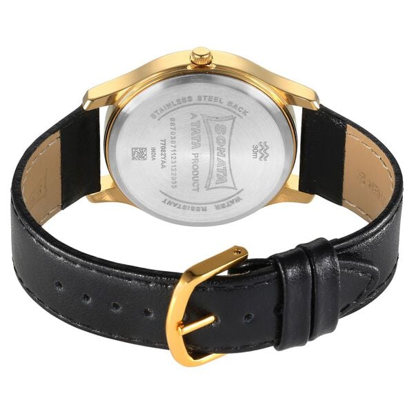 Sonata Traditional Essentials Quartz Analog Silver Dial Leather Strap Watch for Men - image number 3