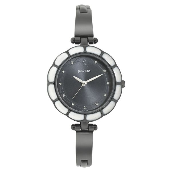 Sonata Quartz Analog Black Dial Stainless Steel Strap Watch for Women - image number 0