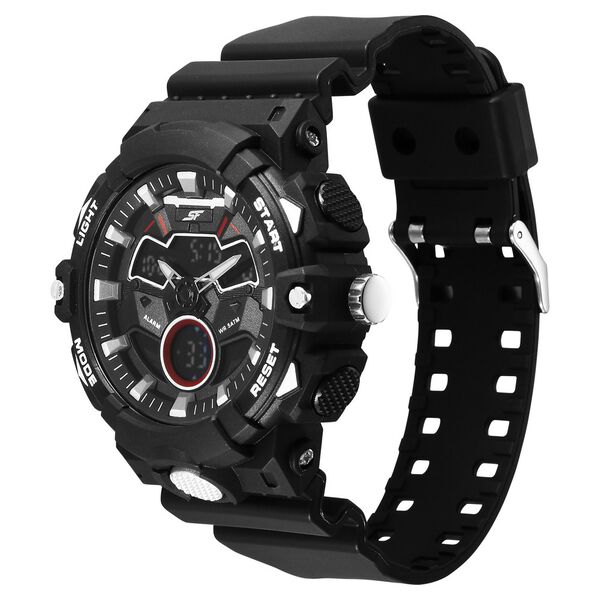 SF Analog Digital Black Dial PU Strap Watch For Men - image number 2