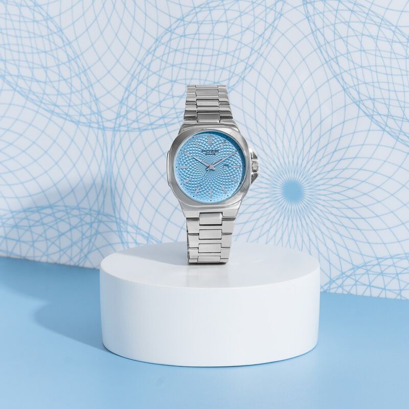 Buy Online Sonata Poze Quartz Analog Blue Dial Silver Colour