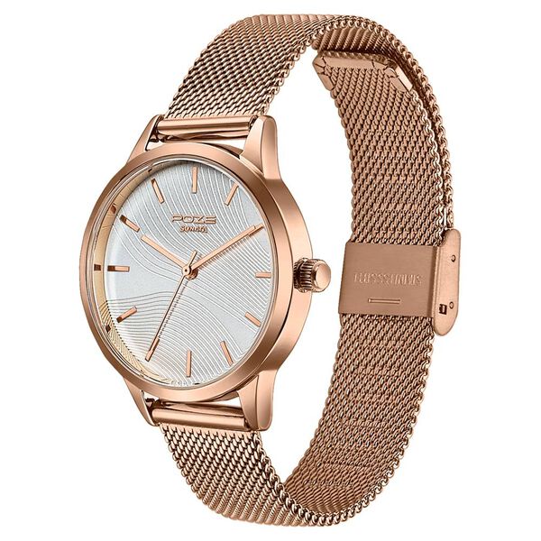 Poze By Sonata Quartz Analog White Dial Rose Gold Metal Strap Watch For Women - image number 4