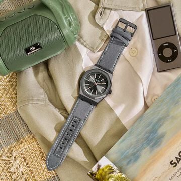 Poze Poze Quartz Analog Grey Dial Grey Denim Strap Watch For Men