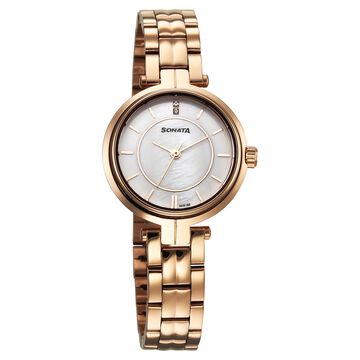 Sonata Wedding Quartz Analog Off White Dial Stainless Steel Strap Watch For Women