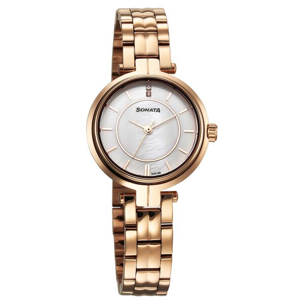 Sonata Wedding Quartz Analog Off White Dial Stainless Steel Strap Watch For Women - image number 0