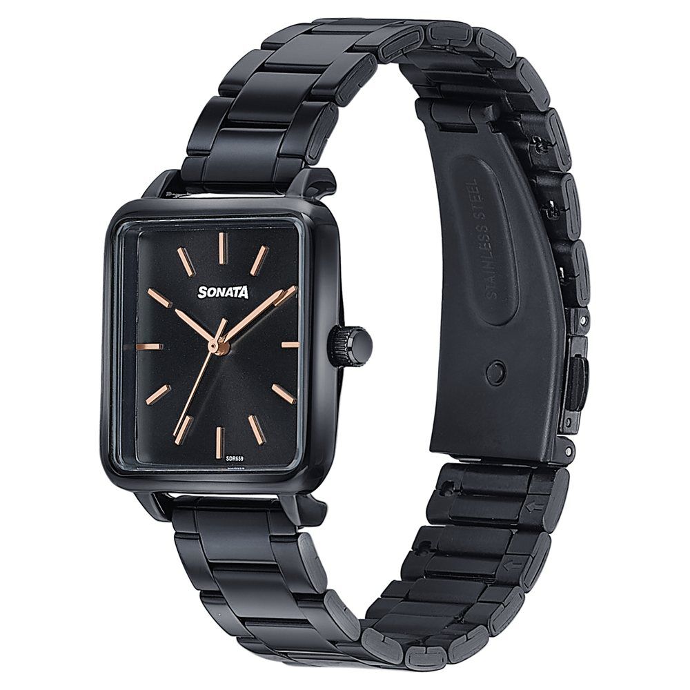 AVZHJA ブラックメタル　BLACKL Buy Online Sonata Wedding Edit Quartz Analog Black Dial Stainless