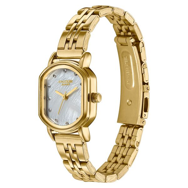 Poze By Sonata Quartz Analog White Mother of Pearl Dial Golden Stainless Steel Strap Watch For Women - image number 4