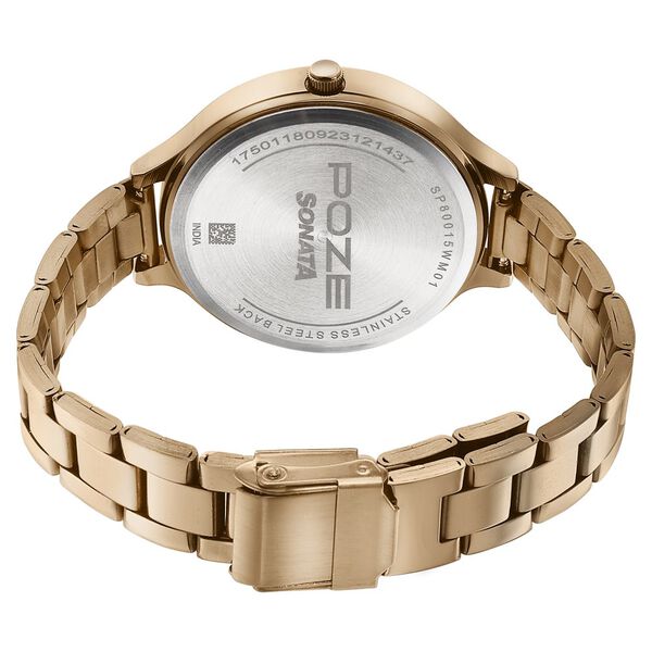 Sonata Poze Quartz Analog Rose Gold Dial Stainless Steel Strap Watch for Women - image number 4