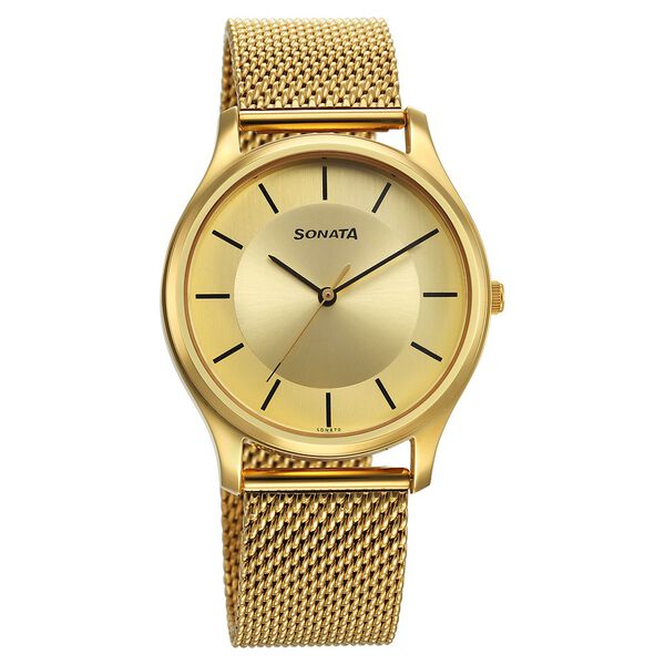 Sonata Quartz Analog Champagne Dial Watch for Men - image number 0