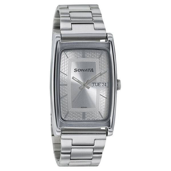 Sonata Quartz Analog with Day and Date Silver Dial Stainless Steel Strap Watch for Men - image number 0