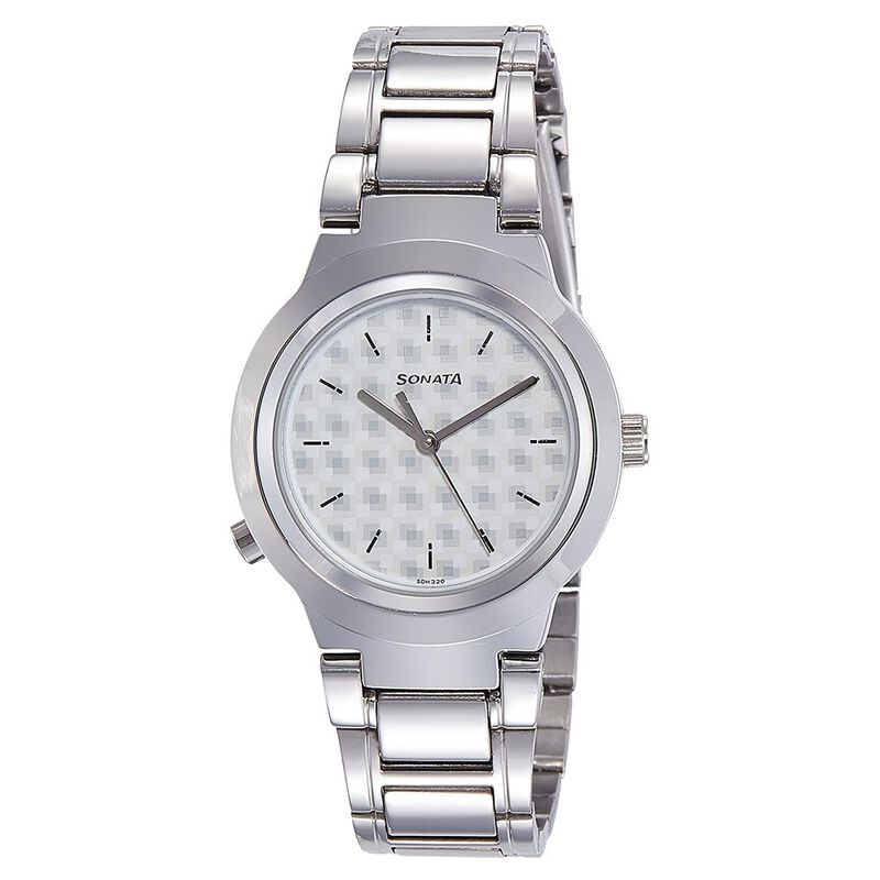 Sonata Act Safety Watch White Dial Women Watch With Stainless Steel Strap - image number 0