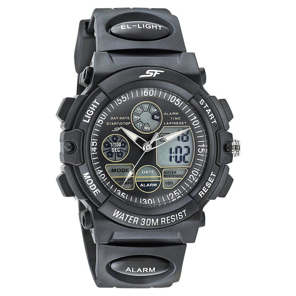 Buy Online SF Quartz Analog Digital Black Dial PU Strap Watch for Men ns77116pp05w Sonata