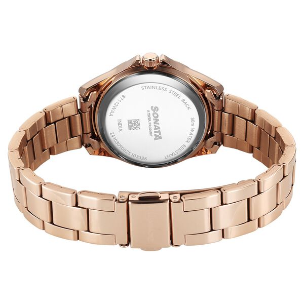 Sonata Festive Quartz Multifunction Pink Dial Metal Strap Watch For Women - image number 4