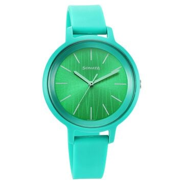 Sonata Splash Quartz Analog Green Dial Plastic Strap Watch for Women