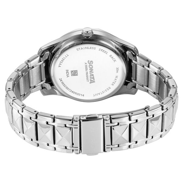 Sonata Wedding Quartz Analog Blue Dial Stainless Steel Strap Watch For Men - image number 3