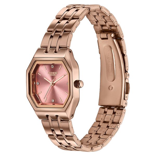 Poze By Sonata Quartz Analog Pink Dial Rose Gold Metal Strap Watch For Women - image number 4