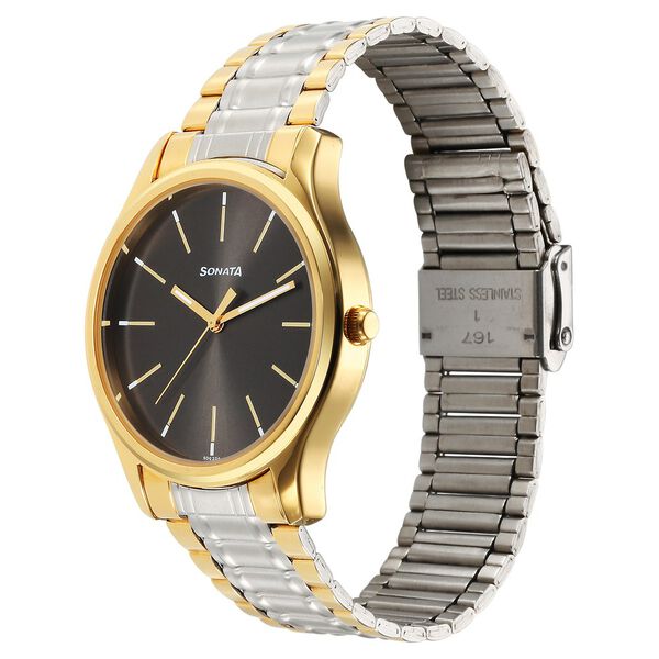 Sonata Traditional Essentials Quartz Analog Grey Dial Stainless Steel Strap Watch for Men - image number 1