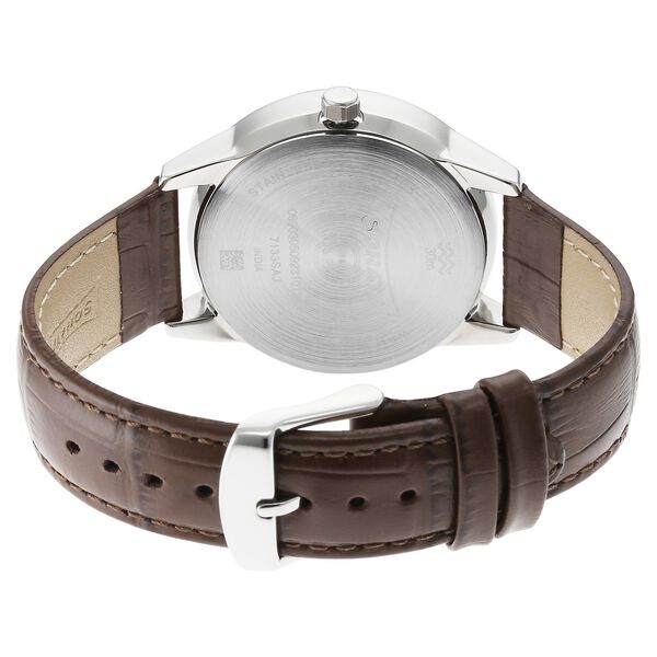 Sonata Unveil Quartz Analog Silver Dial Leather Strap Watch for Men - image number 3