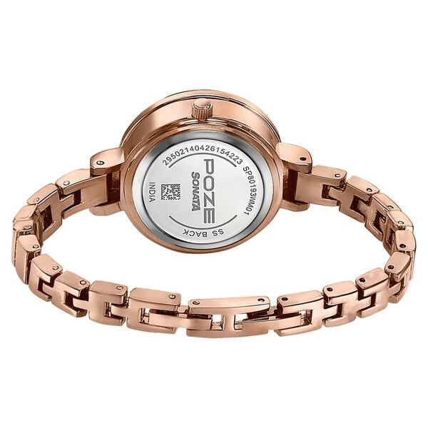 Poze Poze Quartz Analog Pink Dial Rose Gold Metal Strap Watch For Women - image number 6