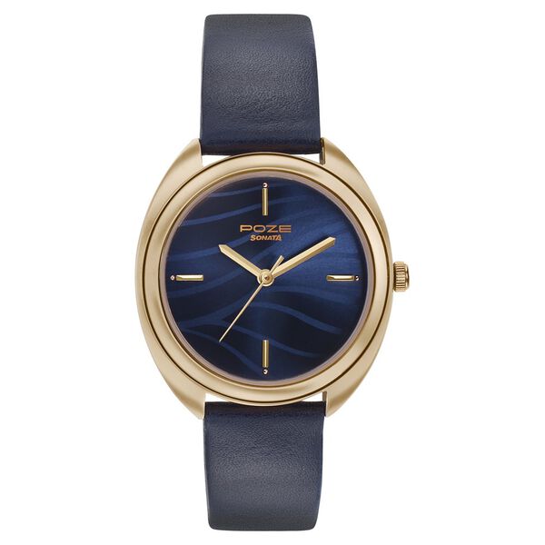 Sonata Poze Quartz Analog Blue Dial Leather Strap Watch for Women - image number 1