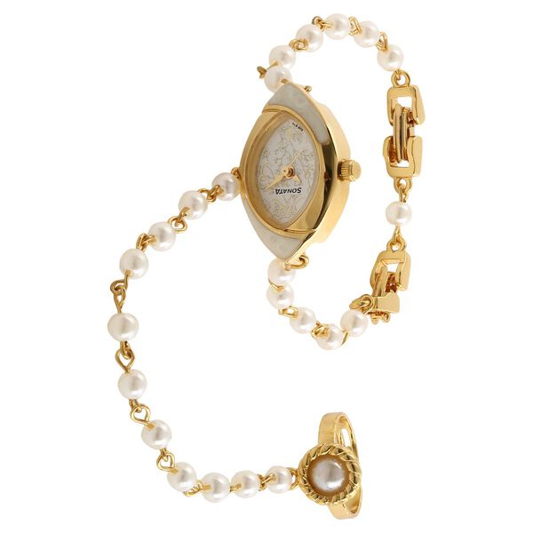 Sonata Quartz Analog White Dial Metal Strap Watch for Women - image number 1