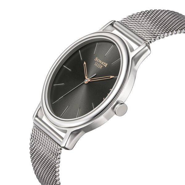 Sonata Quartz Analog Grey Dial Stainless Steel Strap Watch for Men - image number 2