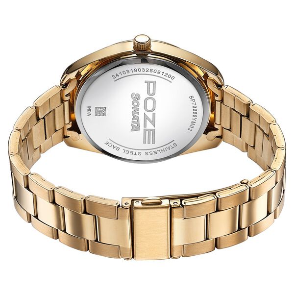 Sonata Poze Quartz Analog Two Toned Dial Golden Colour Stainless Steel Strap Watch For Men - image number 6