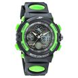 SF Quartz Analog Digital Black Dial PU Strap Watch for Men