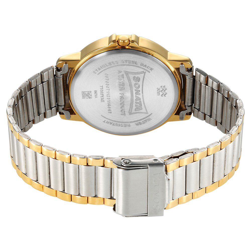 Buy Online Sonata Traditional Essentials Quartz Analog Green Dial Stainless Steel Strap Watch for Men 77083bm01 Sonata