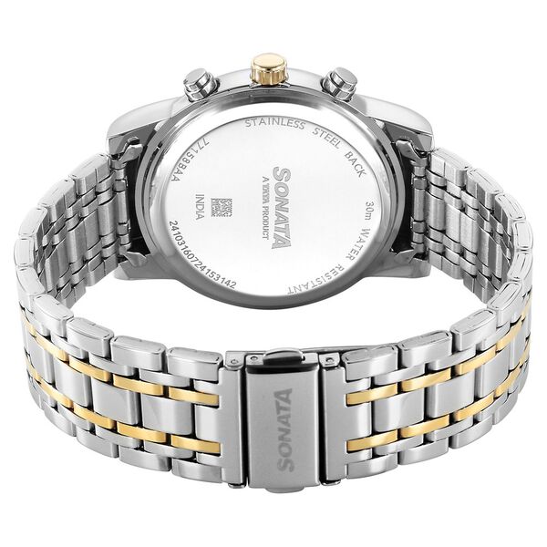 Sonata Wedding Multifunction Black Dial Stainless Steel Strap Watch For Men - image number 3