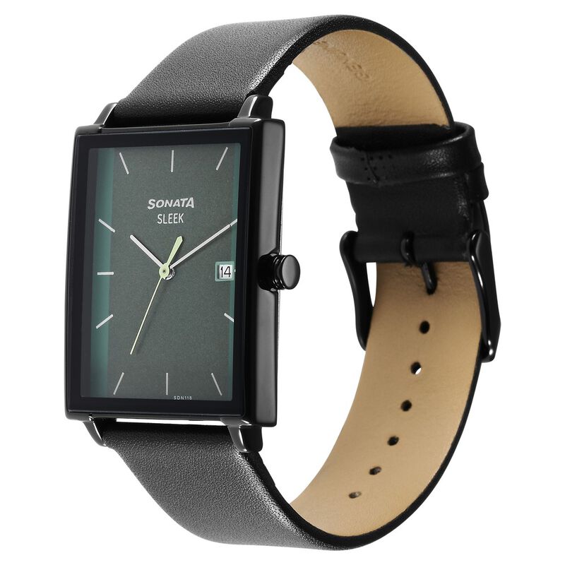 Sonata Sleek Green Dial Analog with Date Watch for Men