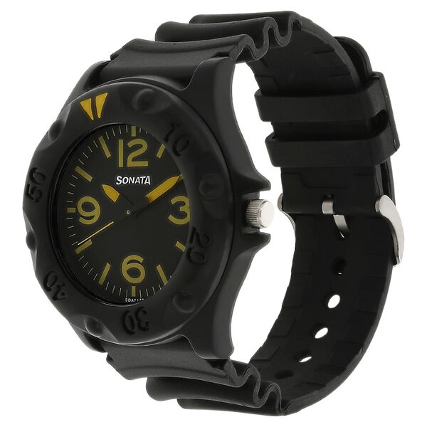 SF Quartz Analog Black Dial Plastic Strap Watch for Men - image number 1