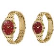 Sonata Jashn Quartz Analog Red Dial Golden Metal Strap Watch For Couple - image number 2