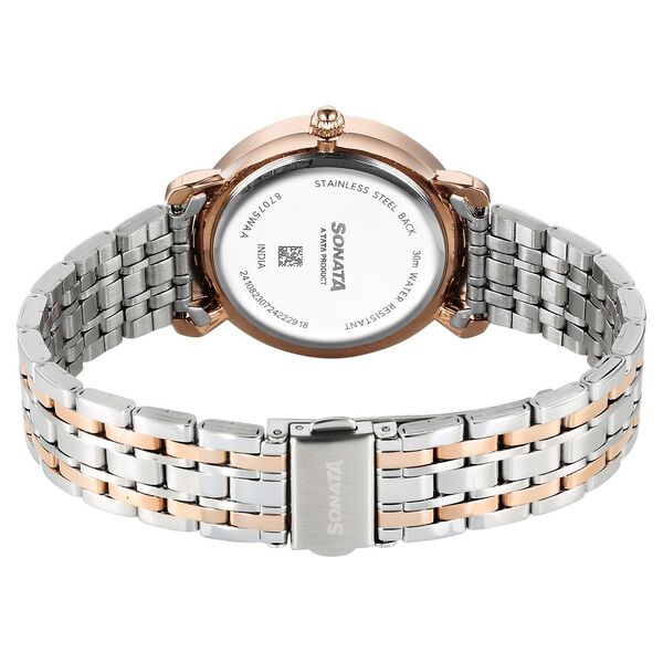 Sonata Wedding Quartz Analog Off White Dial Stainless Steel Strap Watch For Women - image number 3