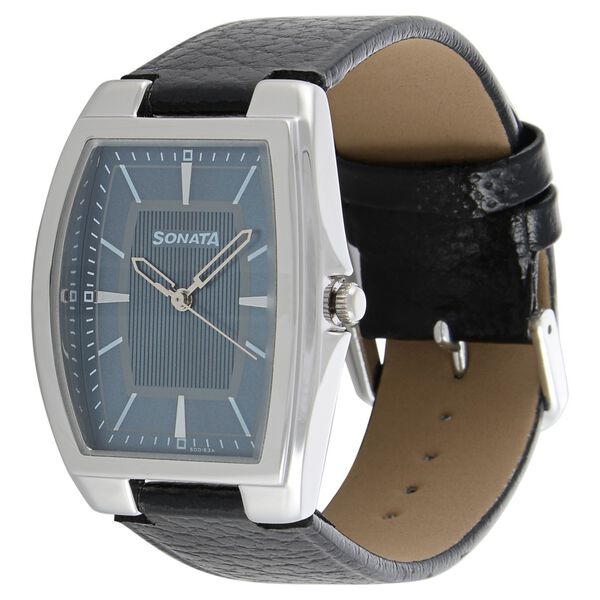 Sonata Quartz Analog Black Dial Leather Strap Watch for Men - image number 1