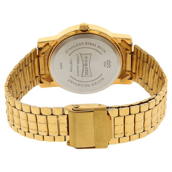 Sonata Quartz Analog Champagne Dial Stainless Steel Strap Watch for Men - image number 3