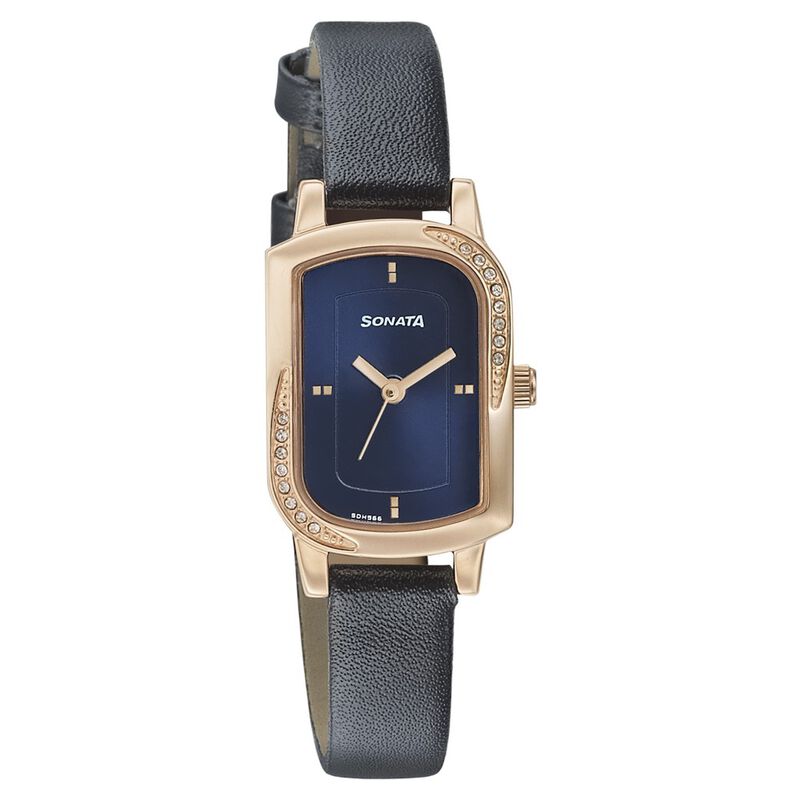 Sonata Blush Blue Dial Women Watch With Leather Strap - image number 0