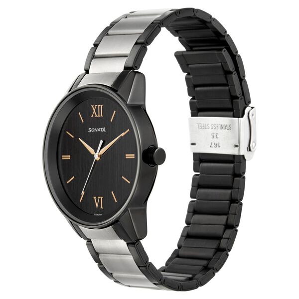 Sonata Quartz Analog Black Dial Metal Strap Watch for Men - image number 1
