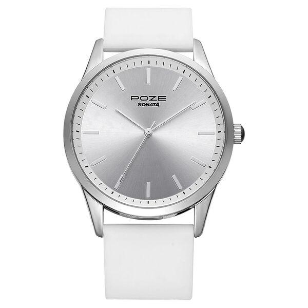 Poze by Sonata Quartz Analog Silver Dial Silicone Strap Watch for Men - image number 0