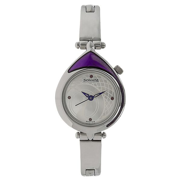 Sonata Quartz Analog Silver Dial Stainless Steel Strap Watch for Women - image number 0