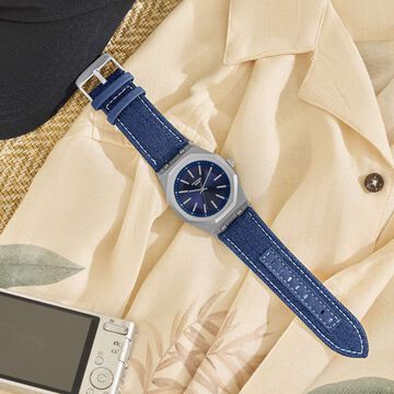 Poze Poze Quartz Analog Blue Dial Blue Denim Strap Watch For Men