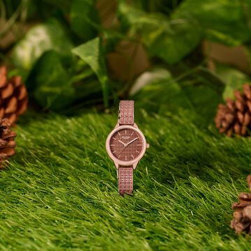 Poze By Sonata Quartz Analog Brown Dial Two Toned Metal Strap Watch For Women