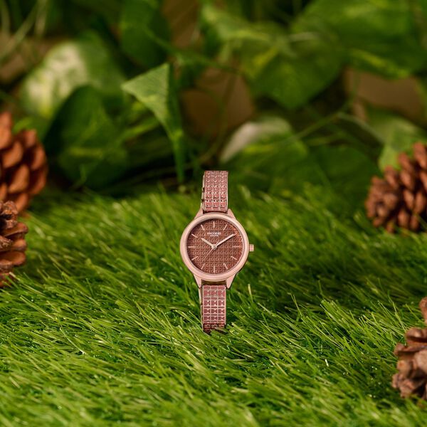 Poze By Sonata Quartz Analog Brown Dial Two Toned Metal Strap Watch For Women - image number 0