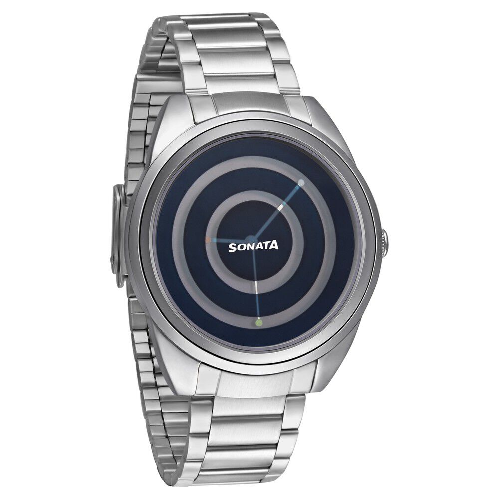 Sonata Women of Steel Blue Dial Metal Strap Watch for Women