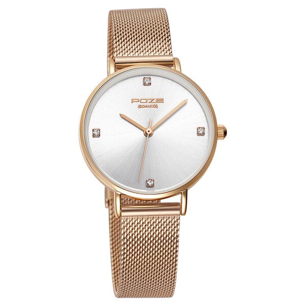 Poze by Sonata Quartz Analog Silver Dial Stainless Steel Strap Watch for Women - image number 1