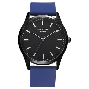 Poze by Sonata Quartz Analog Black Dial Silicone Strap Watch for Men