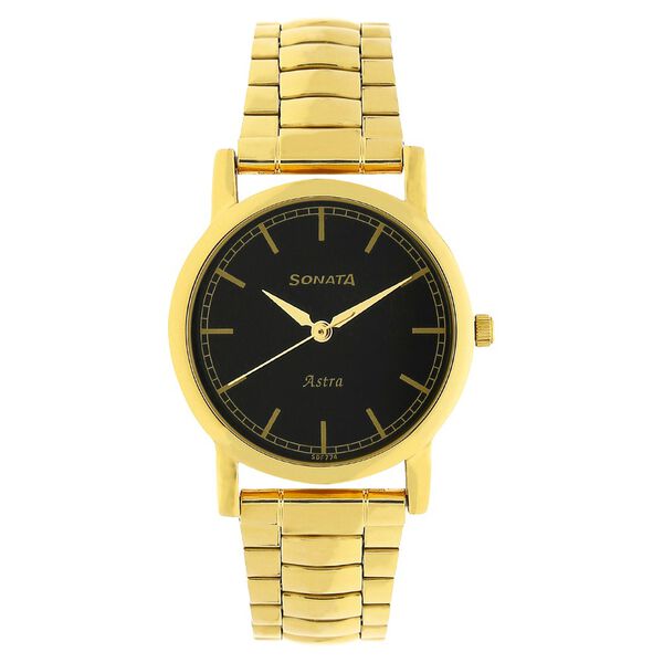 Sonata Quartz Analog Black Dial Stainless Steel Strap Watch for Men - image number 0