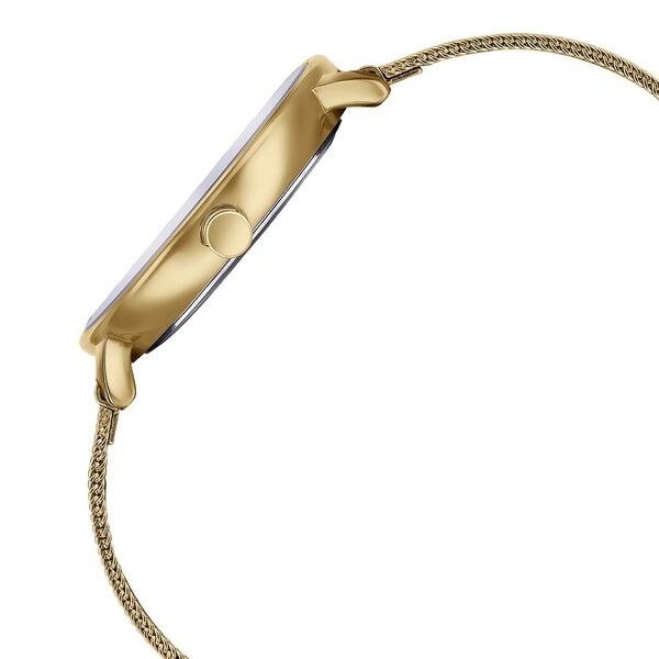 Sonata Sleek Gold-Toned Mesh Bracelet Watch with Minimal Sundial Dial and Arabic Numerals - image number 3