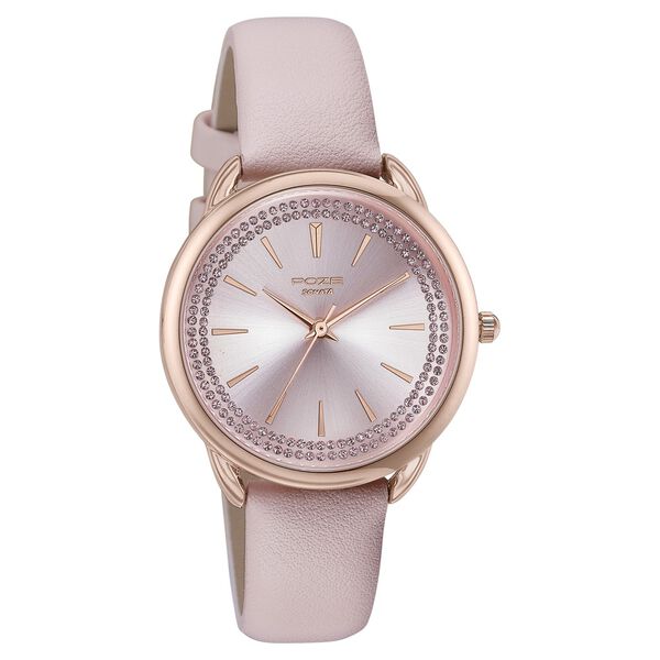 Sonata Poze Quartz Analog Pink Dial Leather Strap Watch For Women - image number 1