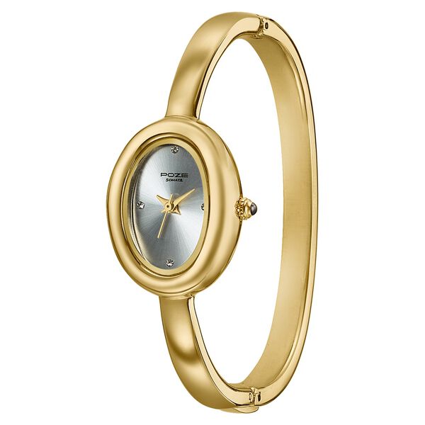 Poze Poze Quartz Analog Golden Dial Golden Metal Strap Watch For Women - image number 4