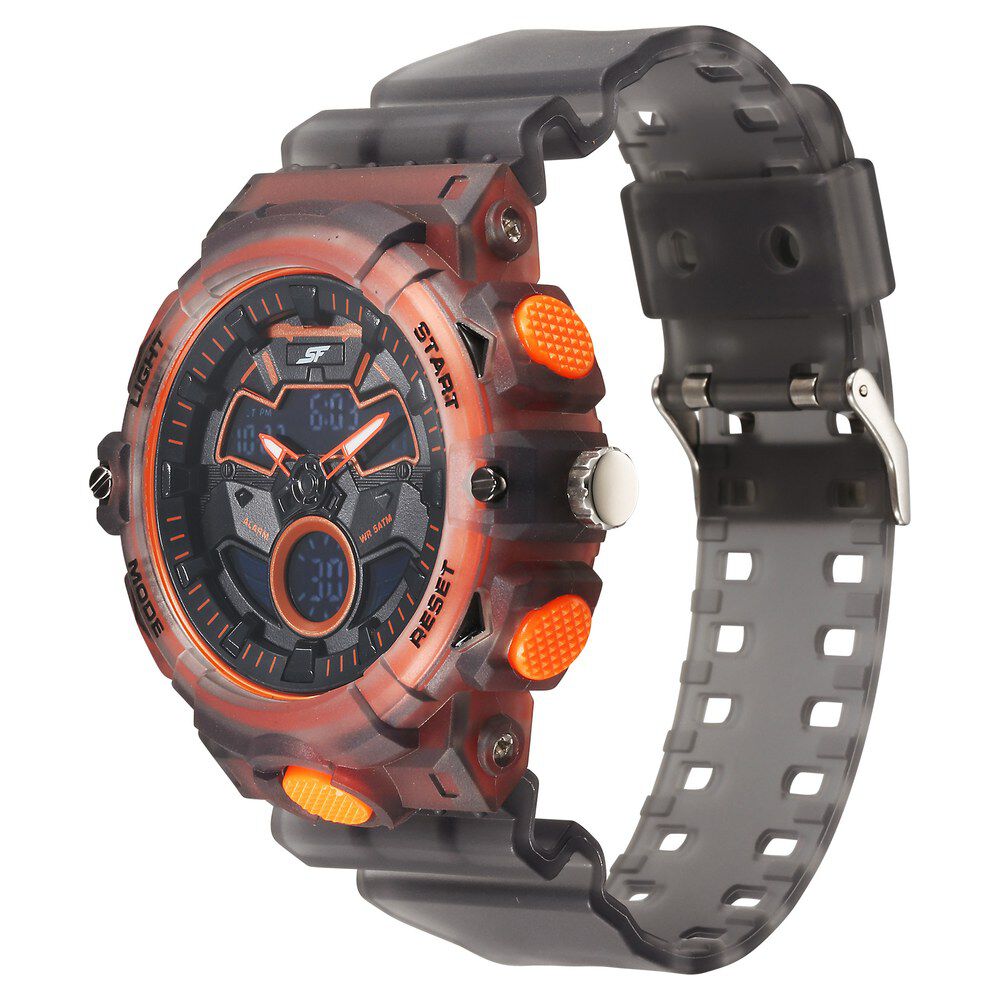 Buy Online SF Analog Digital Orange Dial PU Strap Watch For Men